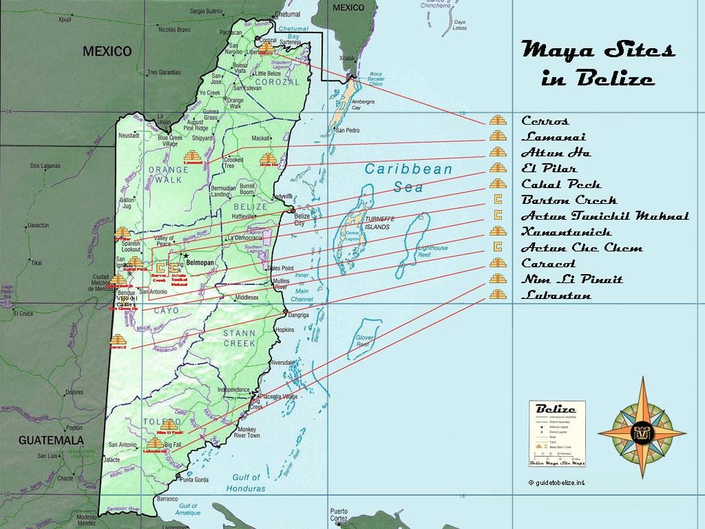Χάρτης της Μπελίζ πυραμίδες