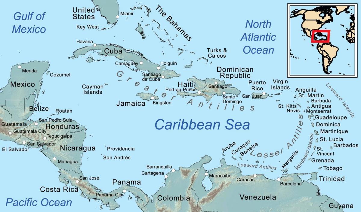 χάρτης της Μπελίζ και τα γύρω νησιά